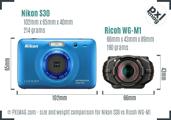 Nikon S30 vs Ricoh WG-M1 size comparison Nikon S30 vs Ricoh WG-M1 size comparison