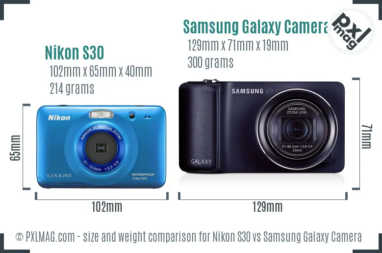 Nikon S30 vs Samsung Galaxy Camera size comparison Nikon S30 vs Samsung Galaxy Camera size comparison