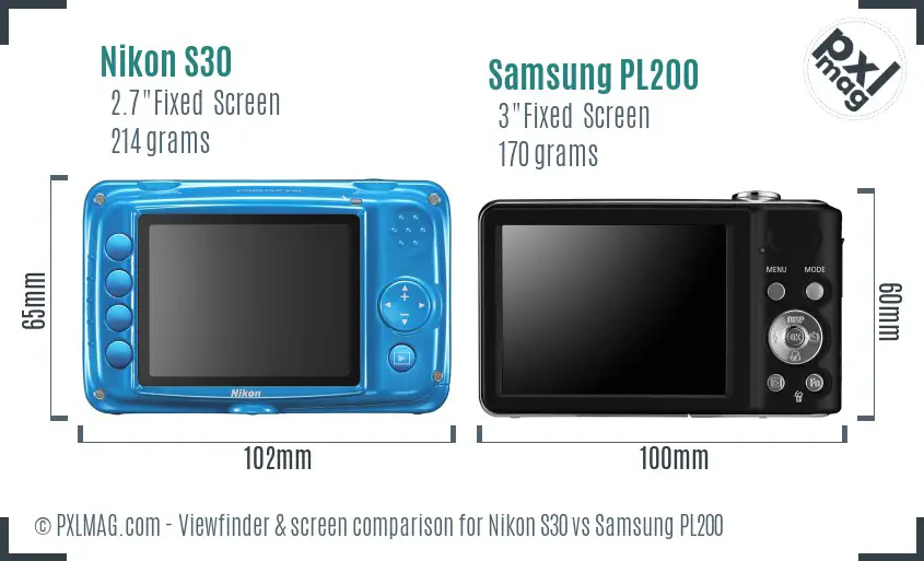Nikon S30 vs Samsung PL200 Screen and Viewfinder comparison Nikon S30 vs Samsung PL200 Screen and Viewfinder comparison