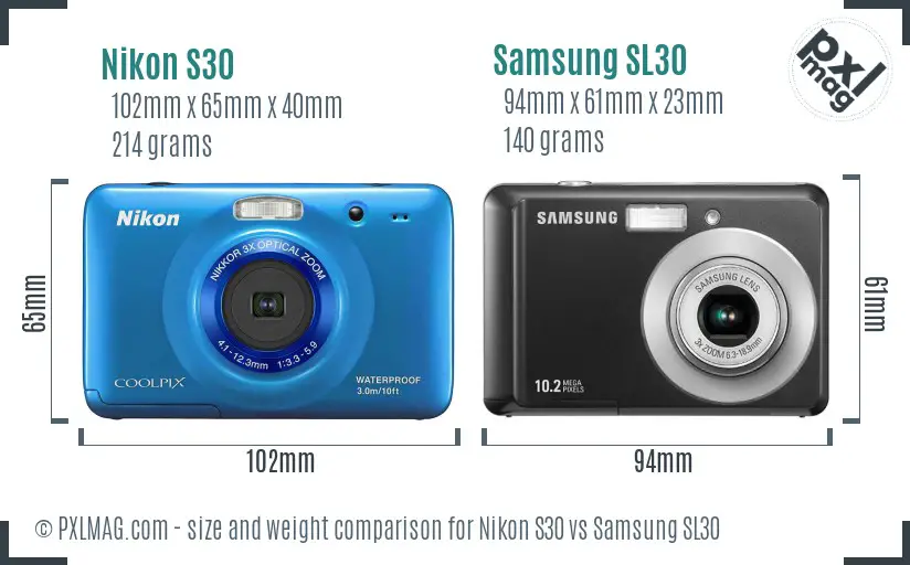 Nikon S30 vs Samsung SL30 size comparison Nikon S30 vs Samsung SL30 size comparison