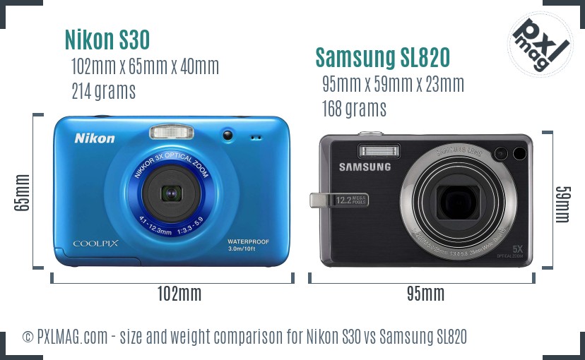 Nikon S30 vs Samsung SL820 size comparison Nikon S30 vs Samsung SL820 size comparison