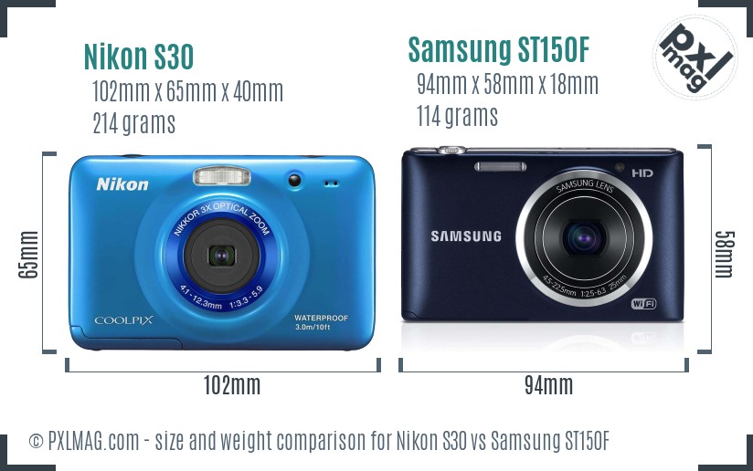 Nikon S30 vs Samsung ST150F size comparison Nikon S30 vs Samsung ST150F size comparison
