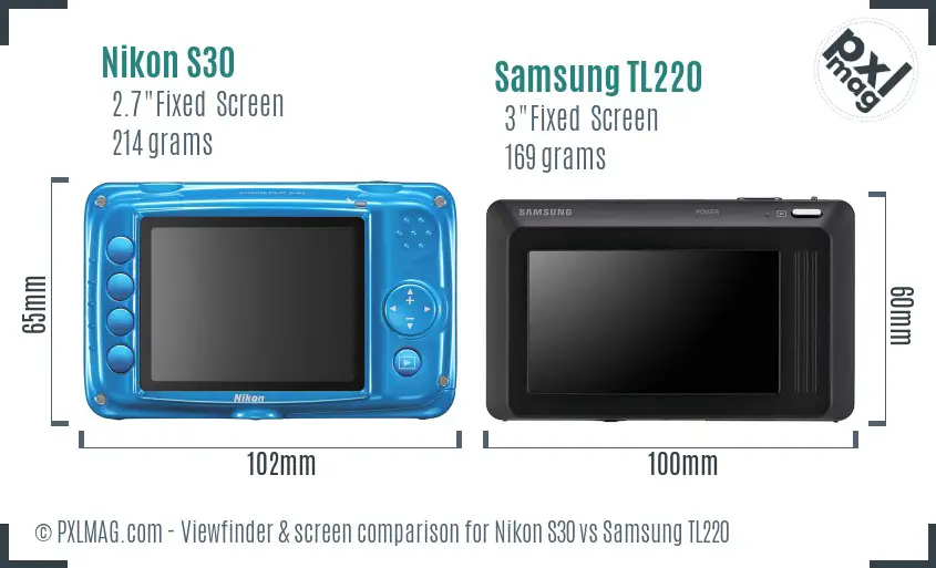 Nikon S30 vs Samsung TL220 Screen and Viewfinder comparison