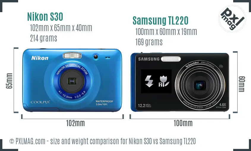Nikon S30 vs Samsung TL220 size comparison Nikon S30 vs Samsung TL220 size comparison
