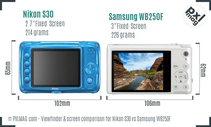 Nikon S30 vs Samsung WB250F Screen and Viewfinder comparison Nikon S30 vs Samsung WB250F Screen and Viewfinder comparison