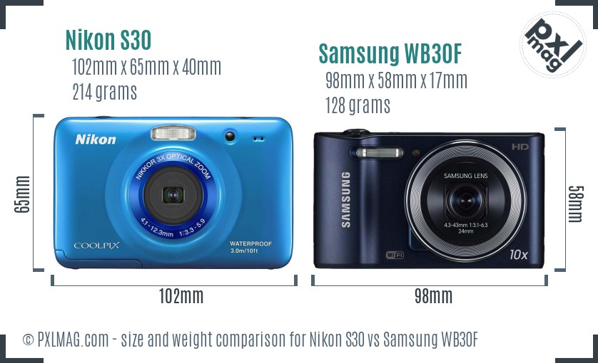 Nikon S30 vs Samsung WB30F size comparison Nikon S30 vs Samsung WB30F size comparison