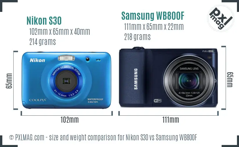 Nikon S30 vs Samsung WB800F size comparison Nikon S30 vs Samsung WB800F size comparison