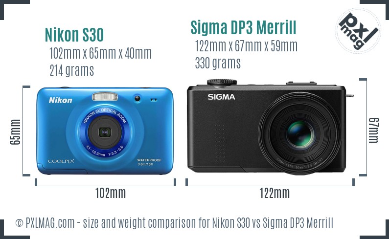 Nikon S30 vs Sigma DP3 Merrill size comparison Nikon S30 vs Sigma DP3 Merrill size comparison