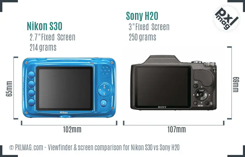 Nikon S30 vs Sony H20 Screen and Viewfinder comparison Nikon S30 vs Sony H20 Screen and Viewfinder comparison
