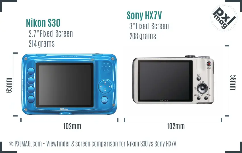 Nikon S30 vs Sony HX7V Screen and Viewfinder comparison Nikon S30 vs Sony HX7V Screen and Viewfinder comparison