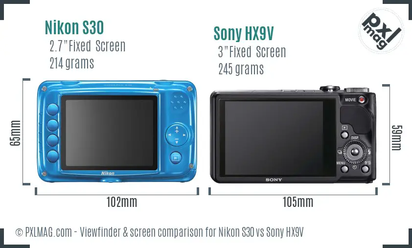 Nikon S30 vs Sony HX9V Screen and Viewfinder comparison Nikon S30 vs Sony HX9V Screen and Viewfinder comparison