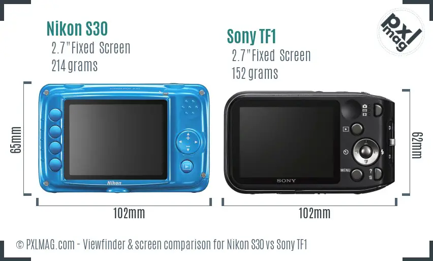 Nikon S30 vs Sony TF1 Screen and Viewfinder comparison