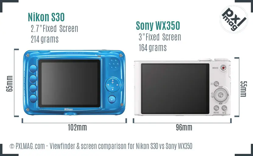 Nikon S30 vs Sony WX350 Screen and Viewfinder comparison Nikon S30 vs Sony WX350 Screen and Viewfinder comparison