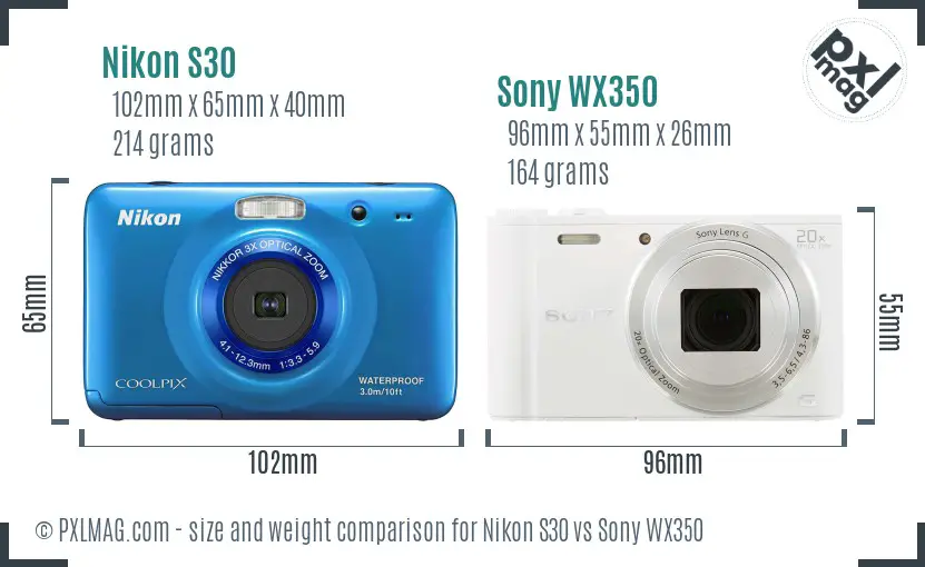 Nikon S30 vs Sony WX350 size comparison Nikon S30 vs Sony WX350 size comparison