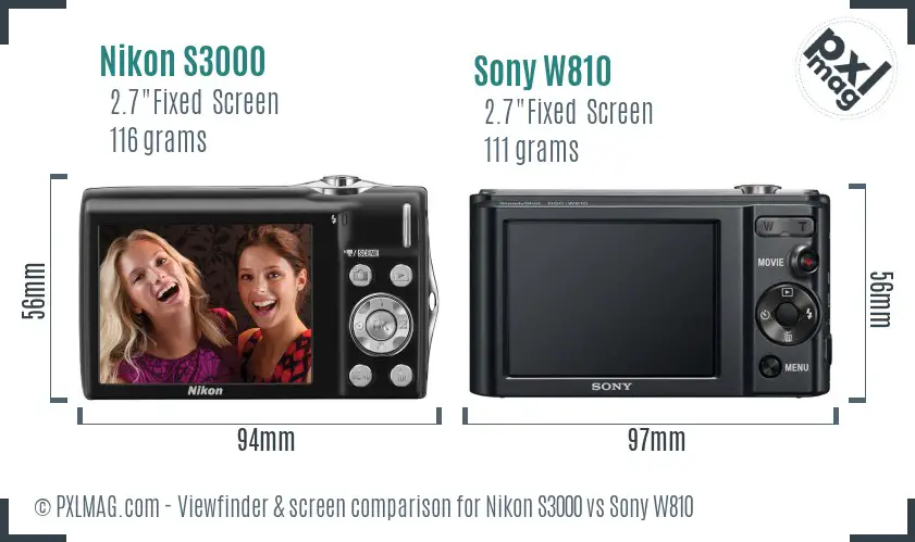 Nikon S3000 vs Sony W810 Screen and Viewfinder comparison Nikon S3000 vs Sony W810 Screen and Viewfinder comparison