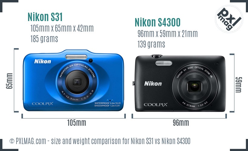 Nikon S31 vs Nikon S4300 size comparison Nikon S31 vs Nikon S4300 size comparison