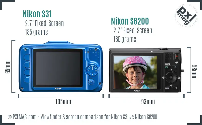 Nikon S31 vs Nikon S6200 Screen and Viewfinder comparison Nikon S31 vs Nikon S6200 Screen and Viewfinder comparison