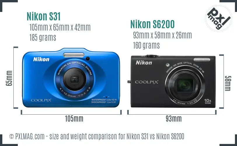 Nikon S31 vs Nikon S6200 size comparison Nikon S31 vs Nikon S6200 size comparison