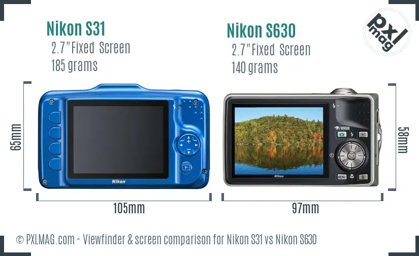 Nikon S31 vs Nikon S630 Screen and Viewfinder comparison Nikon S31 vs Nikon S630 Screen and Viewfinder comparison