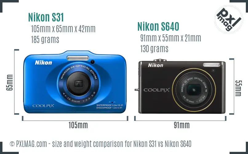 Nikon S31 vs Nikon S640 size comparison