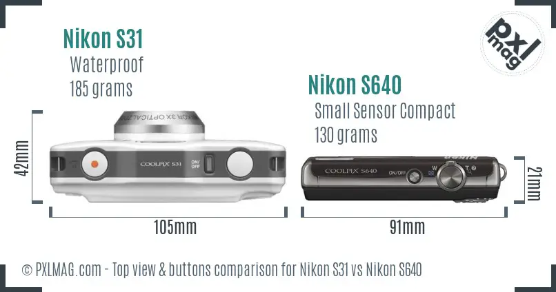 Nikon S31 vs Nikon S640 top view buttons comparison