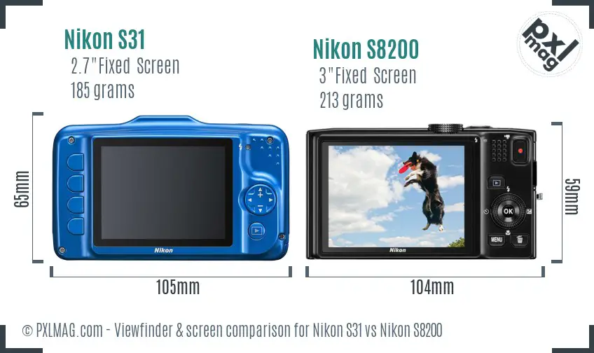 Nikon S31 vs Nikon S8200 Screen and Viewfinder comparison Nikon S31 vs Nikon S8200 Screen and Viewfinder comparison