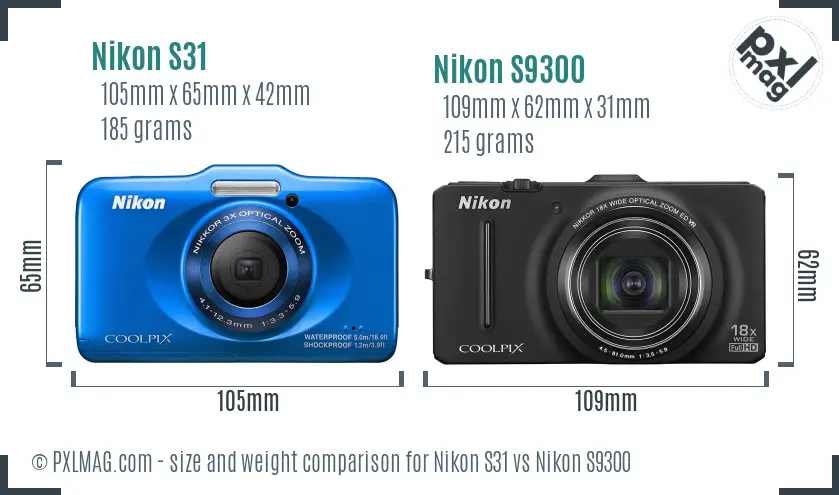 Nikon S31 vs Nikon S9300 size comparison