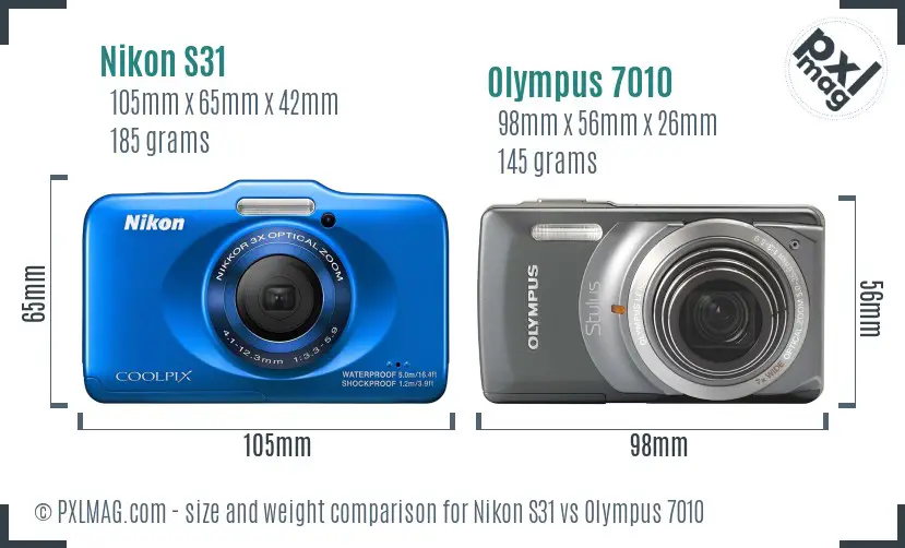 Nikon S31 vs Olympus 7010 size comparison