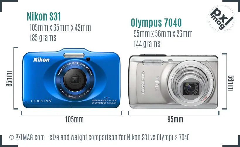 Nikon S31 vs Olympus 7040 size comparison