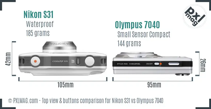 Nikon S31 vs Olympus 7040 top view buttons comparison