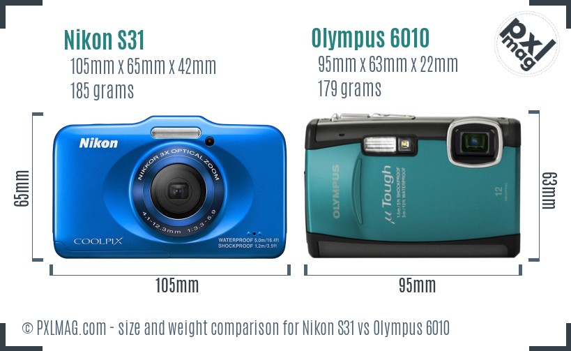 Nikon S31 vs Olympus 6010 size comparison