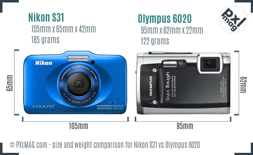 Nikon S31 vs Olympus 6020 size comparison