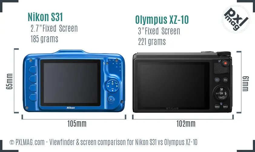 Nikon S31 vs Olympus XZ-10 Screen and Viewfinder comparison Nikon S31 vs Olympus XZ-10 Screen and Viewfinder comparison