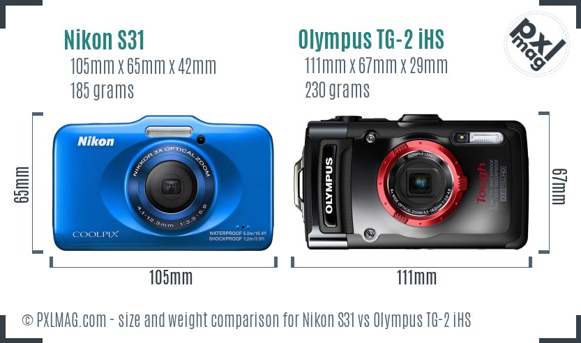 Nikon S31 vs Olympus TG-2 iHS size comparison Nikon S31 vs Olympus TG-2 iHS size comparison