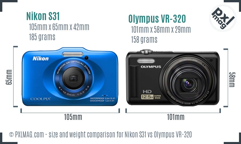 Nikon S31 vs Olympus VR-320 size comparison Nikon S31 vs Olympus VR-320 size comparison