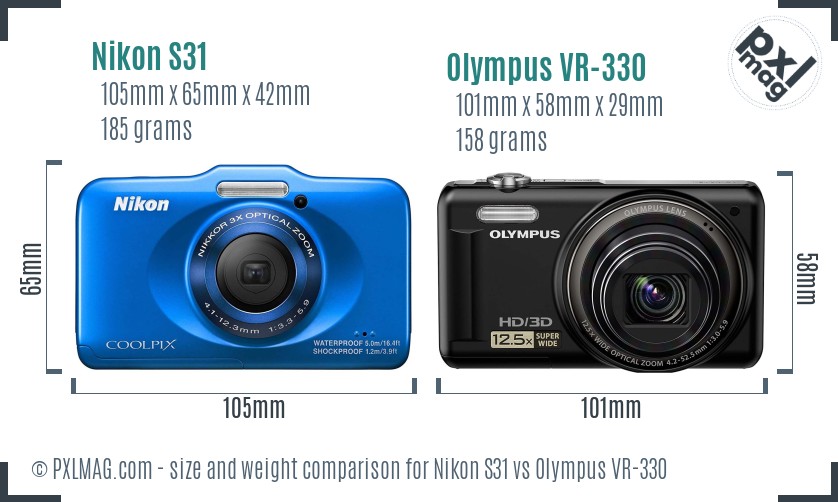 Nikon S31 vs Olympus VR-330 size comparison Nikon S31 vs Olympus VR-330 size comparison