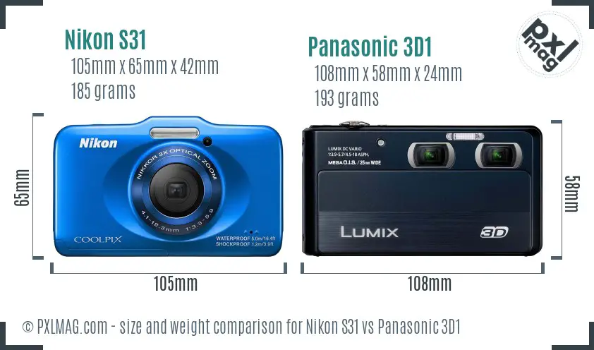 Nikon S31 vs Panasonic 3D1 size comparison