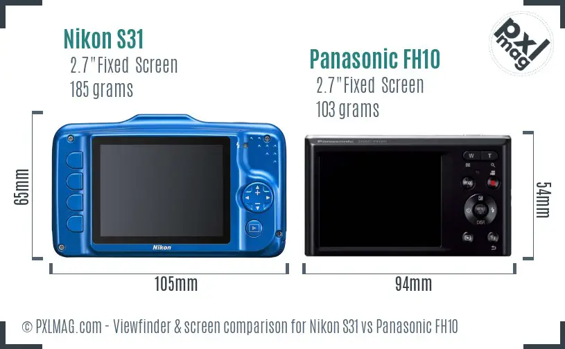 Nikon S31 vs Panasonic FH10 Screen and Viewfinder comparison