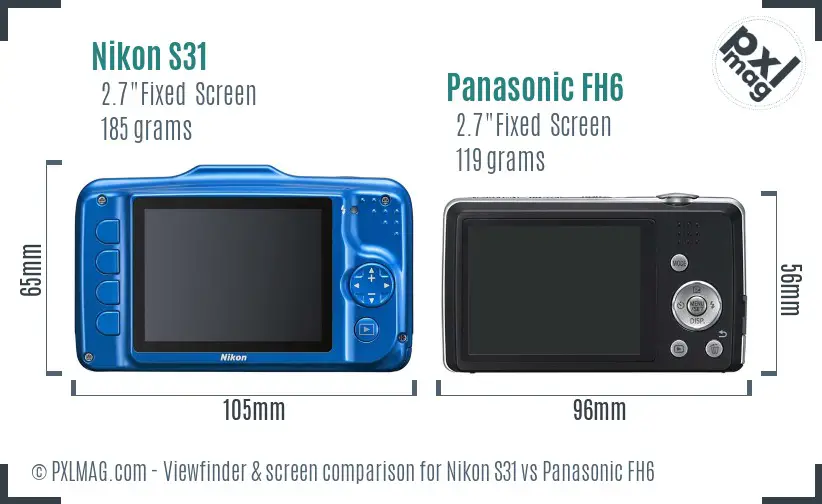Nikon S31 vs Panasonic FH6 Screen and Viewfinder comparison Nikon S31 vs Panasonic FH6 Screen and Viewfinder comparison
