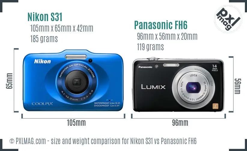 Nikon S31 vs Panasonic FH6 size comparison Nikon S31 vs Panasonic FH6 size comparison