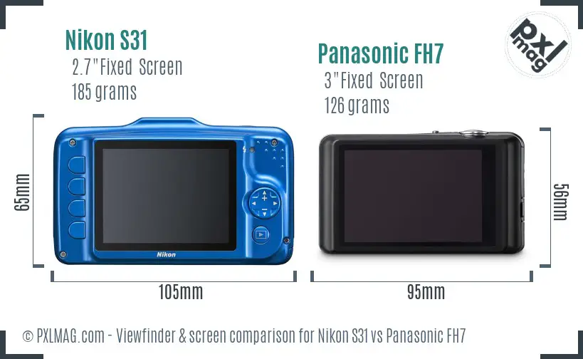 Nikon S31 vs Panasonic FH7 Screen and Viewfinder comparison Nikon S31 vs Panasonic FH7 Screen and Viewfinder comparison