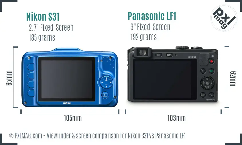 Nikon S31 vs Panasonic LF1 Screen and Viewfinder comparison Nikon S31 vs Panasonic LF1 Screen and Viewfinder comparison