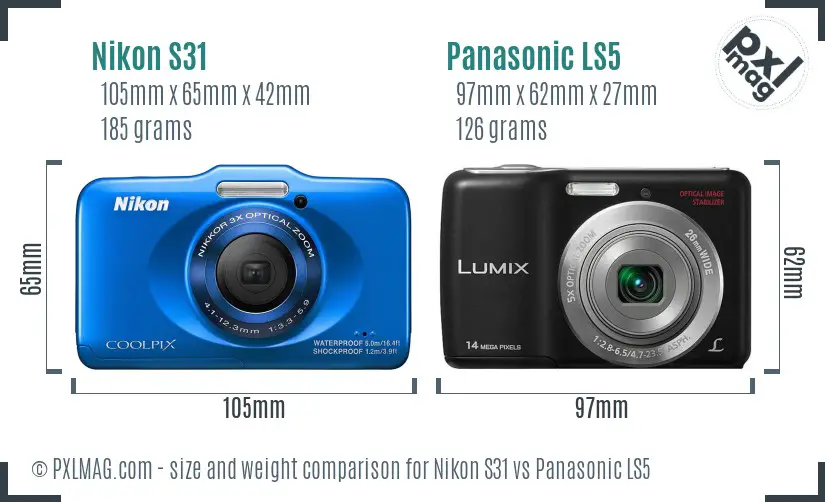 Nikon S31 vs Panasonic LS5 size comparison