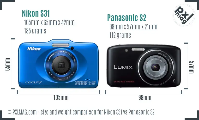 Nikon S31 vs Panasonic S2 size comparison Nikon S31 vs Panasonic S2 size comparison