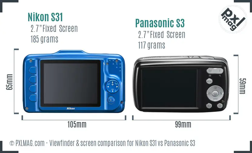 Nikon S31 vs Panasonic S3 Screen and Viewfinder comparison Nikon S31 vs Panasonic S3 Screen and Viewfinder comparison