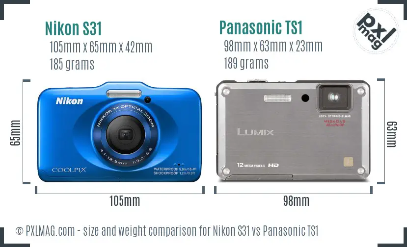 Nikon S31 vs Panasonic TS1 size comparison Nikon S31 vs Panasonic TS1 size comparison