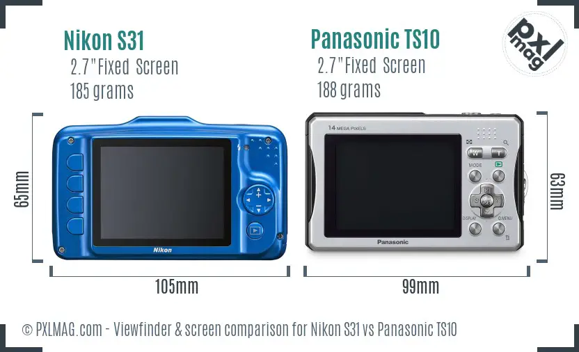 Nikon S31 vs Panasonic TS10 Screen and Viewfinder comparison Nikon S31 vs Panasonic TS10 Screen and Viewfinder comparison
