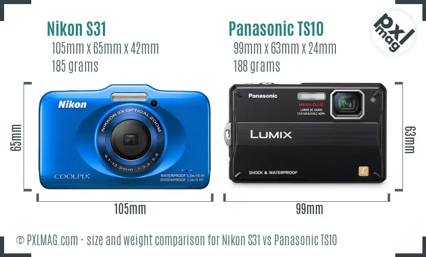 Nikon S31 vs Panasonic TS10 size comparison Nikon S31 vs Panasonic TS10 size comparison