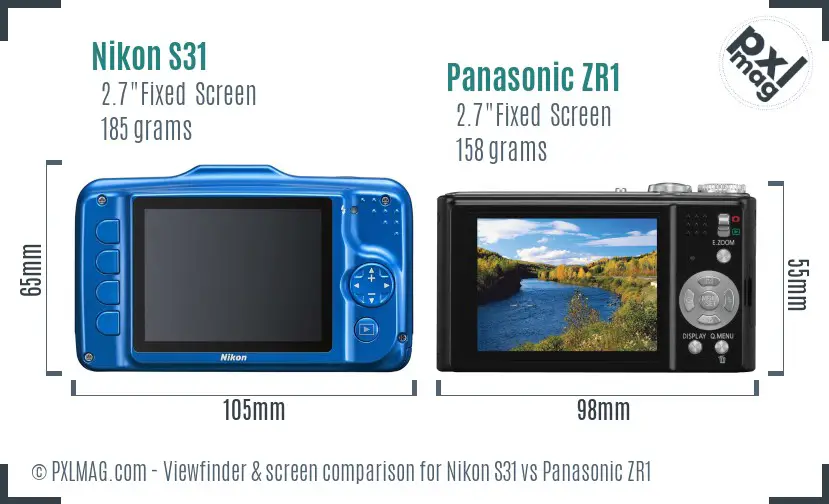Nikon S31 vs Panasonic ZR1 Screen and Viewfinder comparison Nikon S31 vs Panasonic ZR1 Screen and Viewfinder comparison