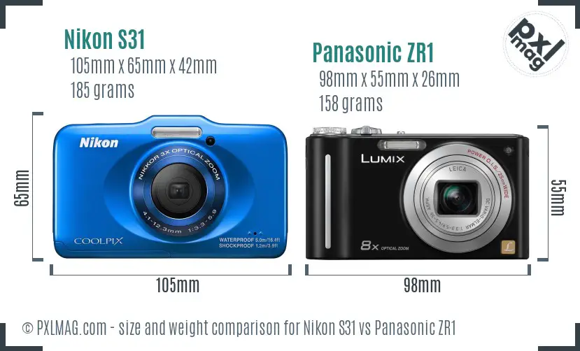 Nikon S31 vs Panasonic ZR1 size comparison Nikon S31 vs Panasonic ZR1 size comparison